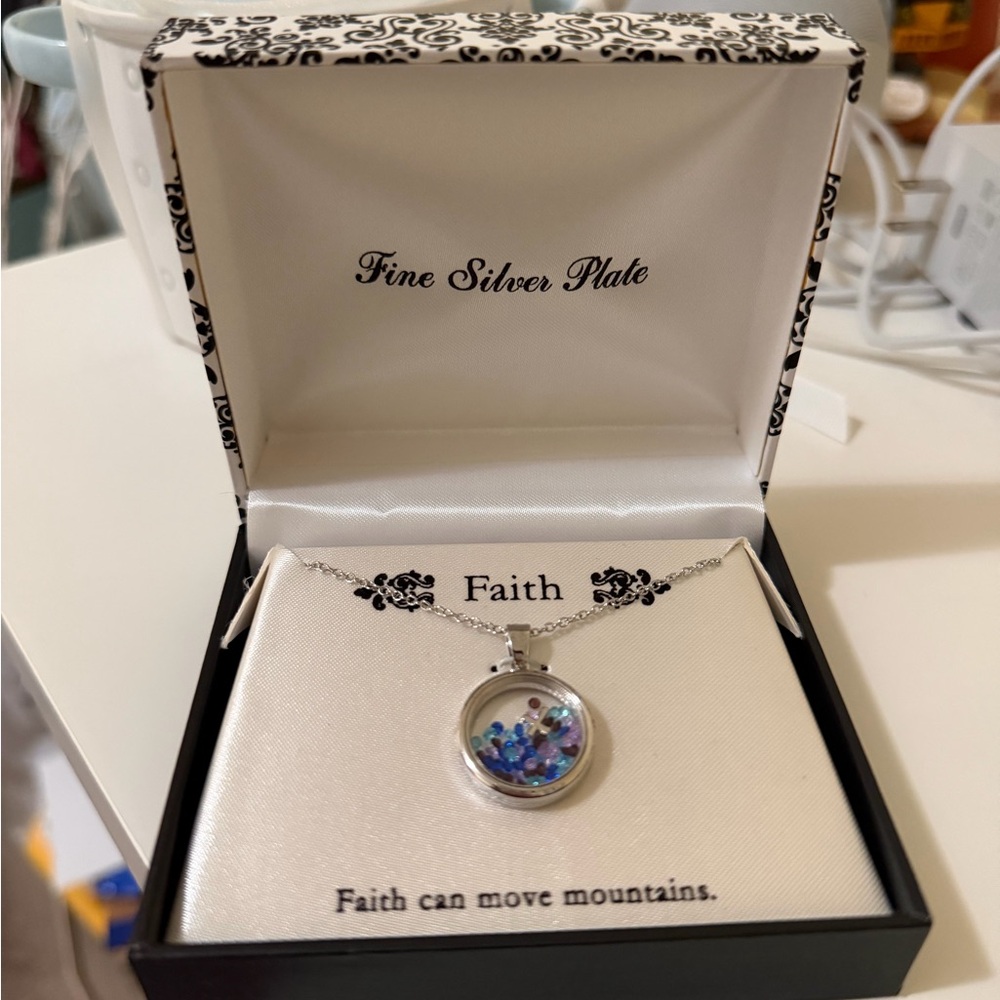 Faith Silver-Plated Floating Crystal Necklace
